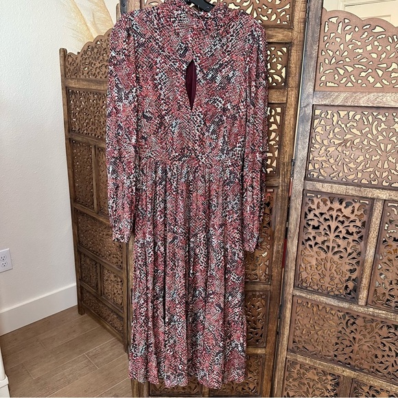 NWT NICHOLAS Eleanor Cross Neck Keyhole Snake Print Midi Dress Sz US 4 reg $299 - Picture 5 of 8